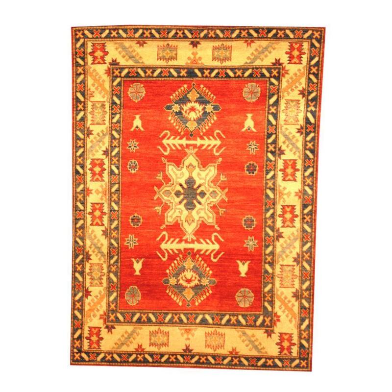 Handmade One-of-a-Kind Kazak Wool Rug (Afghanistan) - 4'5 x 6'2