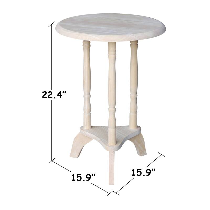 Round Unfinished Solid Parawood Plant Table