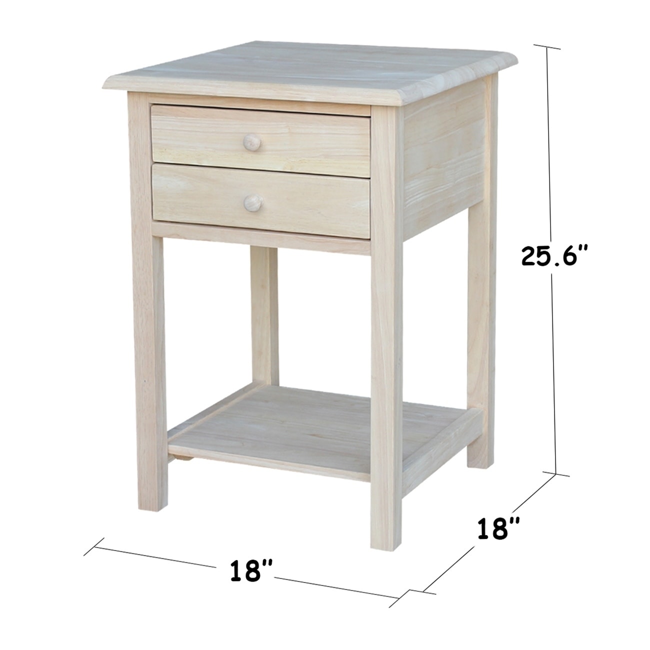 Shop Square Solid Parawood Unfinished 2 Drawer Lamp Table Free