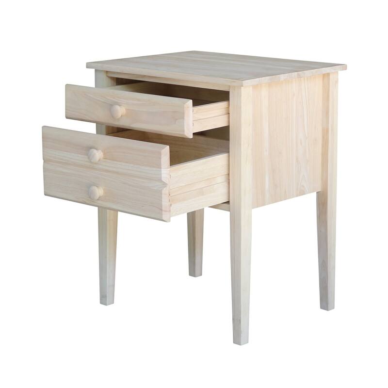 Unfinished Solid Parawood 2-drawer Accent Table