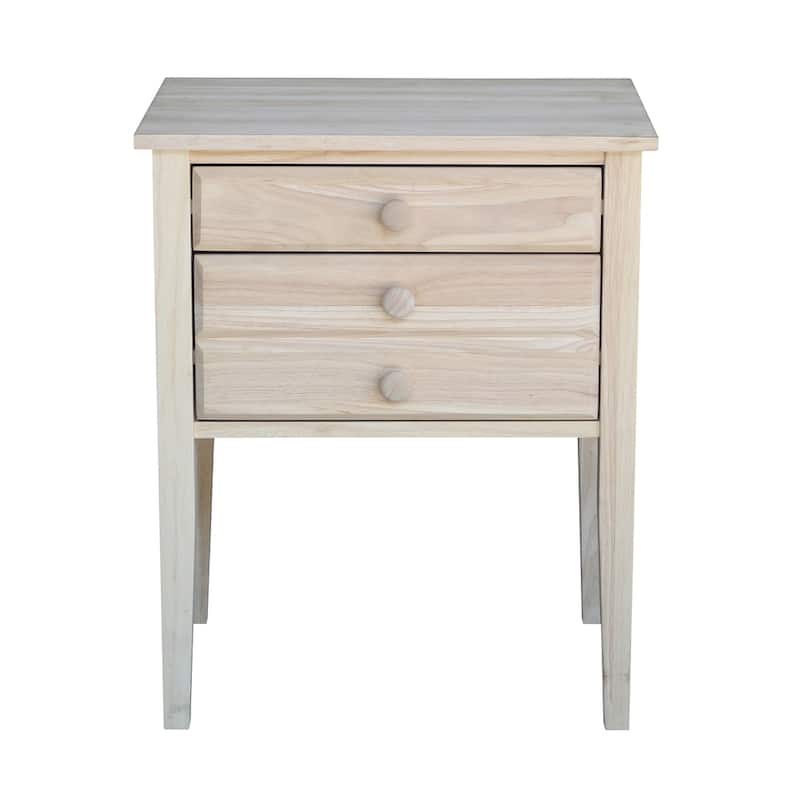 Unfinished Solid Parawood 2-drawer Accent Table