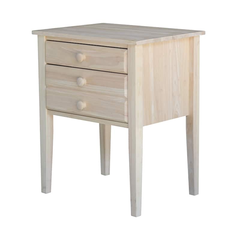 Unfinished Solid Parawood 2-drawer Accent Table