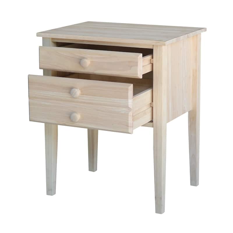 Unfinished Solid Parawood 2-drawer Accent Table