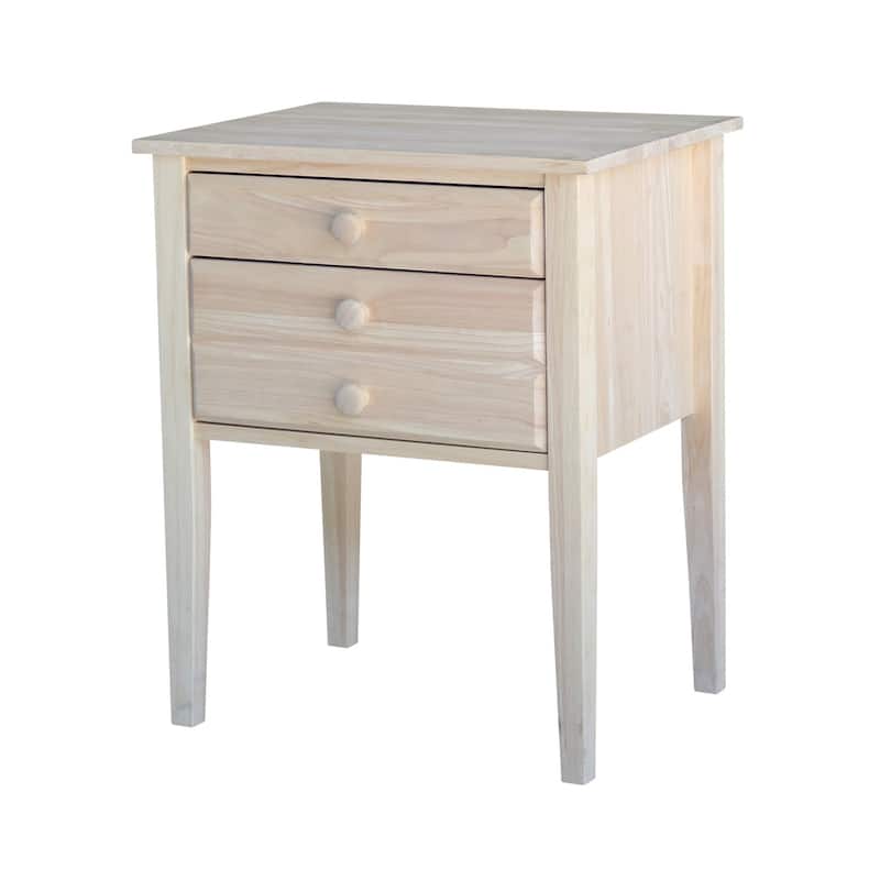 Unfinished Solid Parawood 2-drawer Accent Table