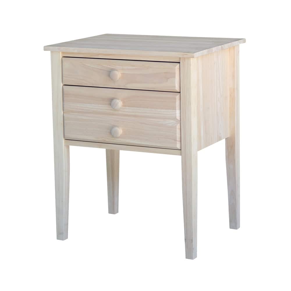 Unfinished Solid Parawood 2-drawer Accent Table
