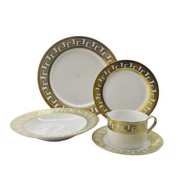 Golden Rim Designer-inspired 40-piece Dinnerware Set
