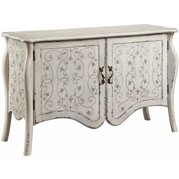 Lieder Weathered Cottage White Ivy motif Accent Cabinet  