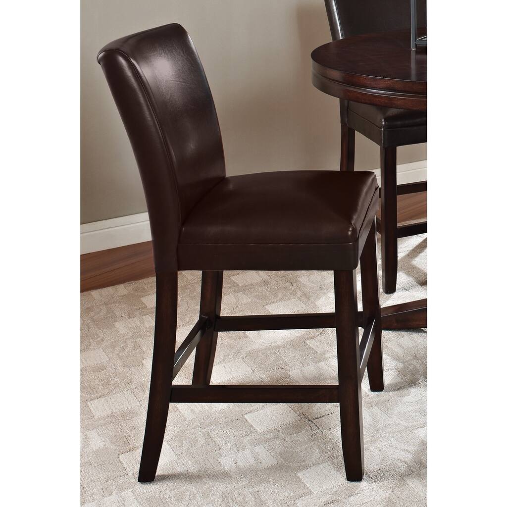 Greyson Living Hampton Brown Bonded Leather Counter-height Dining Chair with Memory Foam Seat (Set of 2)