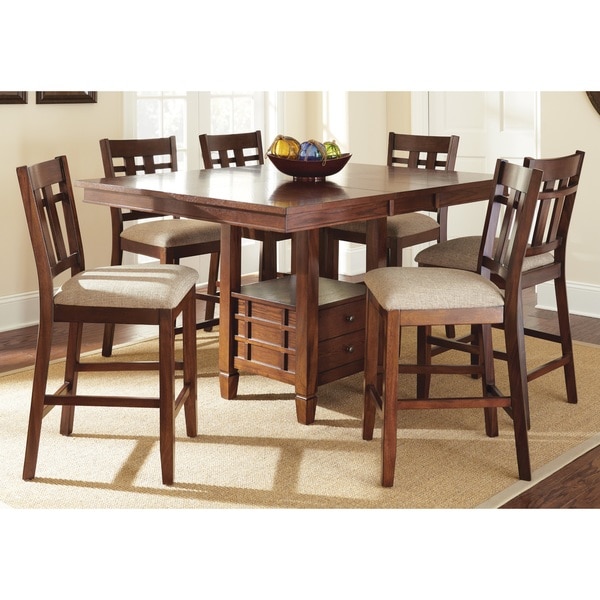 Greyson Living Blake Medium Oak Dining Set with Self storing Leaf