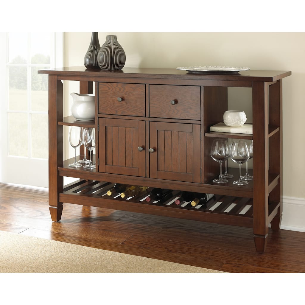 Greyson Living Blake Burnished Medium Oak Server with Wine Storage