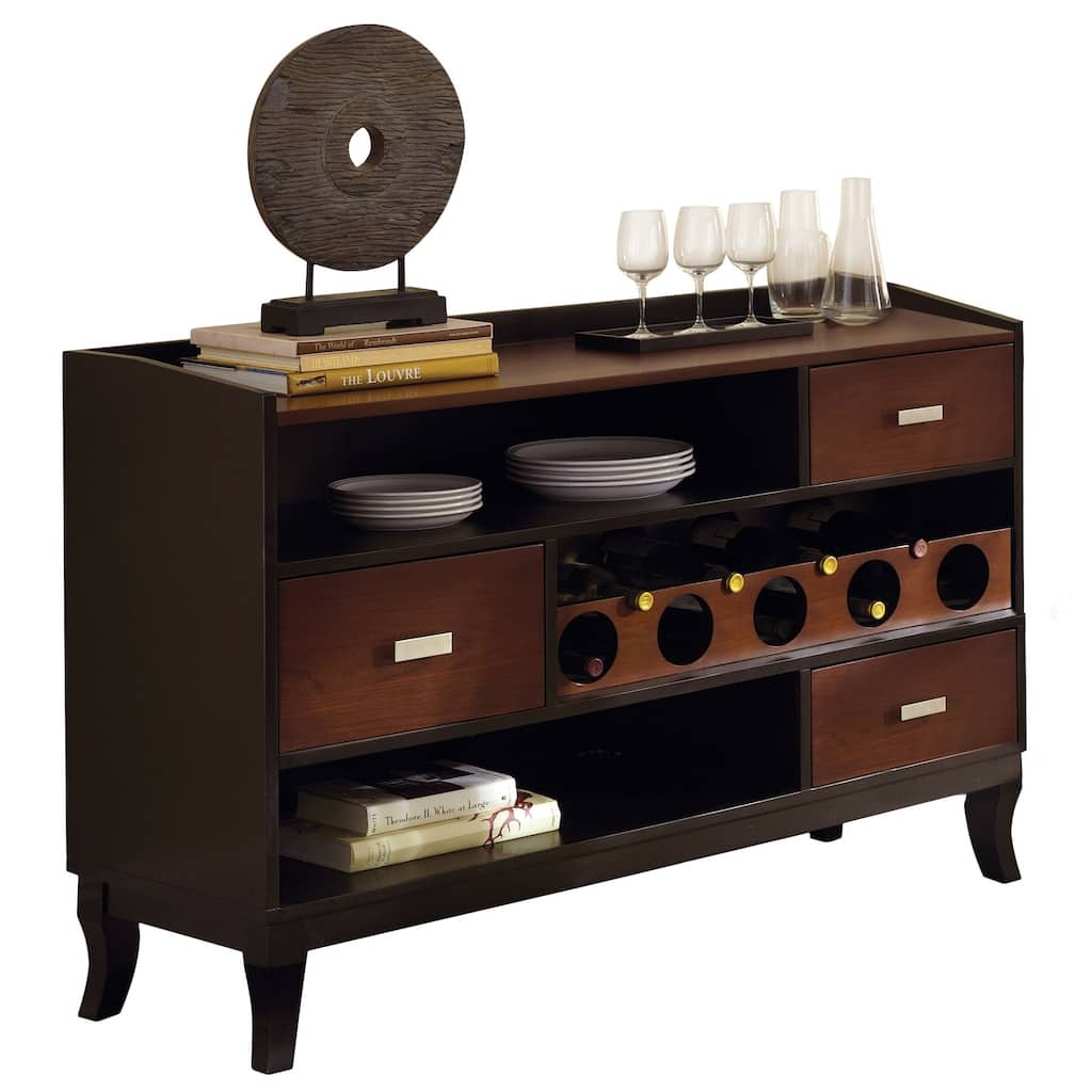Greyson Living Olivia Two-tone Medium Cherry/ Black Server with Wine Storage