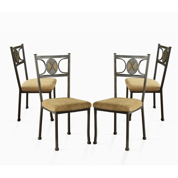 Copper Grove Abernethy Gunmetal and Beige-upholstered Dining Chairs (Set of 4)