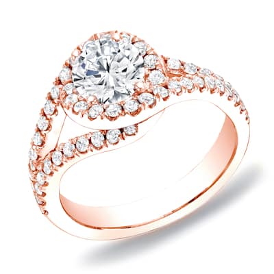 Auriya 14k Rose Gold 1 1/4cttw Modern Halo Diamond Engagement Ring