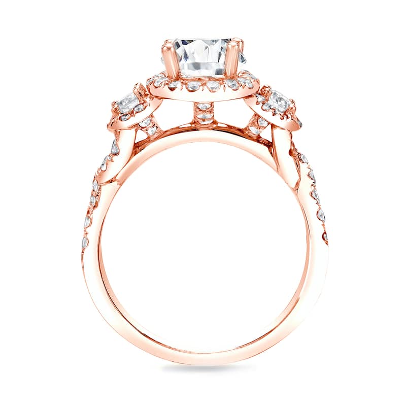 Auriya 14k Rose Gold 2ctw Twisted 3-stone Halo Diamond Engagement Ring (H-I, SI1-SI2)