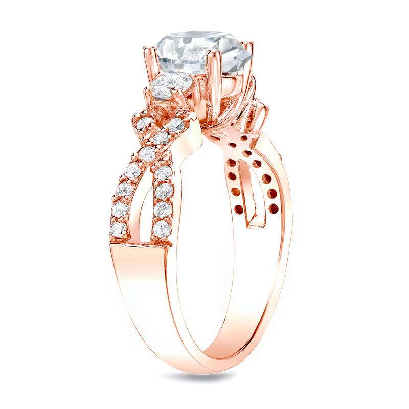 Auriya 14k Rose Gold 1 1/2ctw 3-stone Diamond Engagement Ring