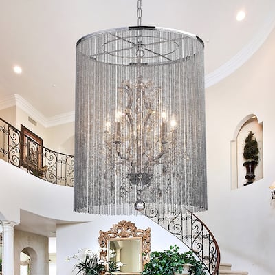 Rosalias Chrome 6-Light Chain Crystal Chandelier