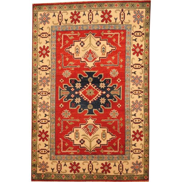 Shop Handmade Herat Oriental Afghan Kazak Red/ Beige Wool Rug - 4' x 6 ...