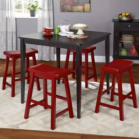 Simple Living 5pc Belfast Saddle Counter Height Set, Black and Red