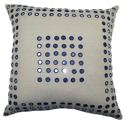 Mirror Frame Blue Feather Filled 20-inch Throw Pillow
