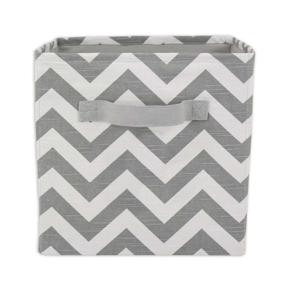 Chevron Grey 11 x 10.75 Storage Bin with Handle