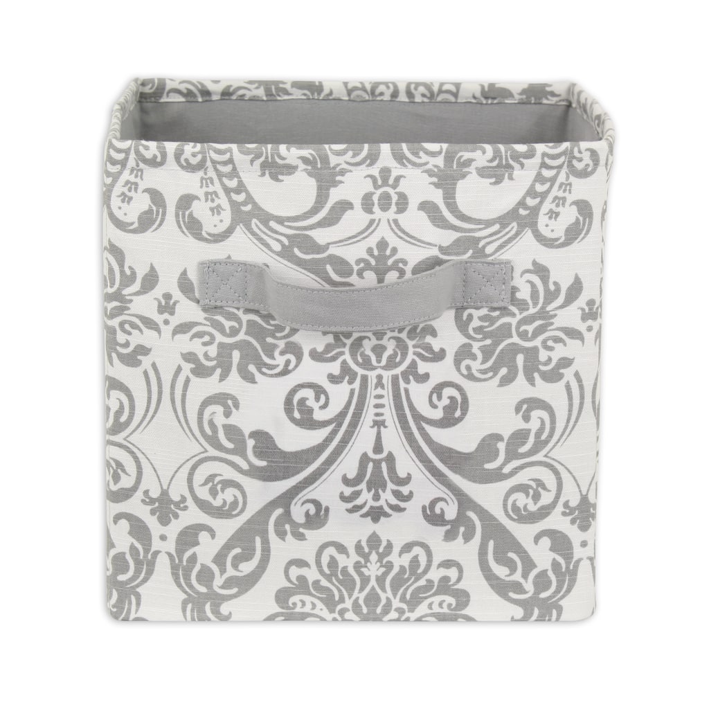 Wedding Grey Twill 11 x 10.75 Storage Bin with Handle