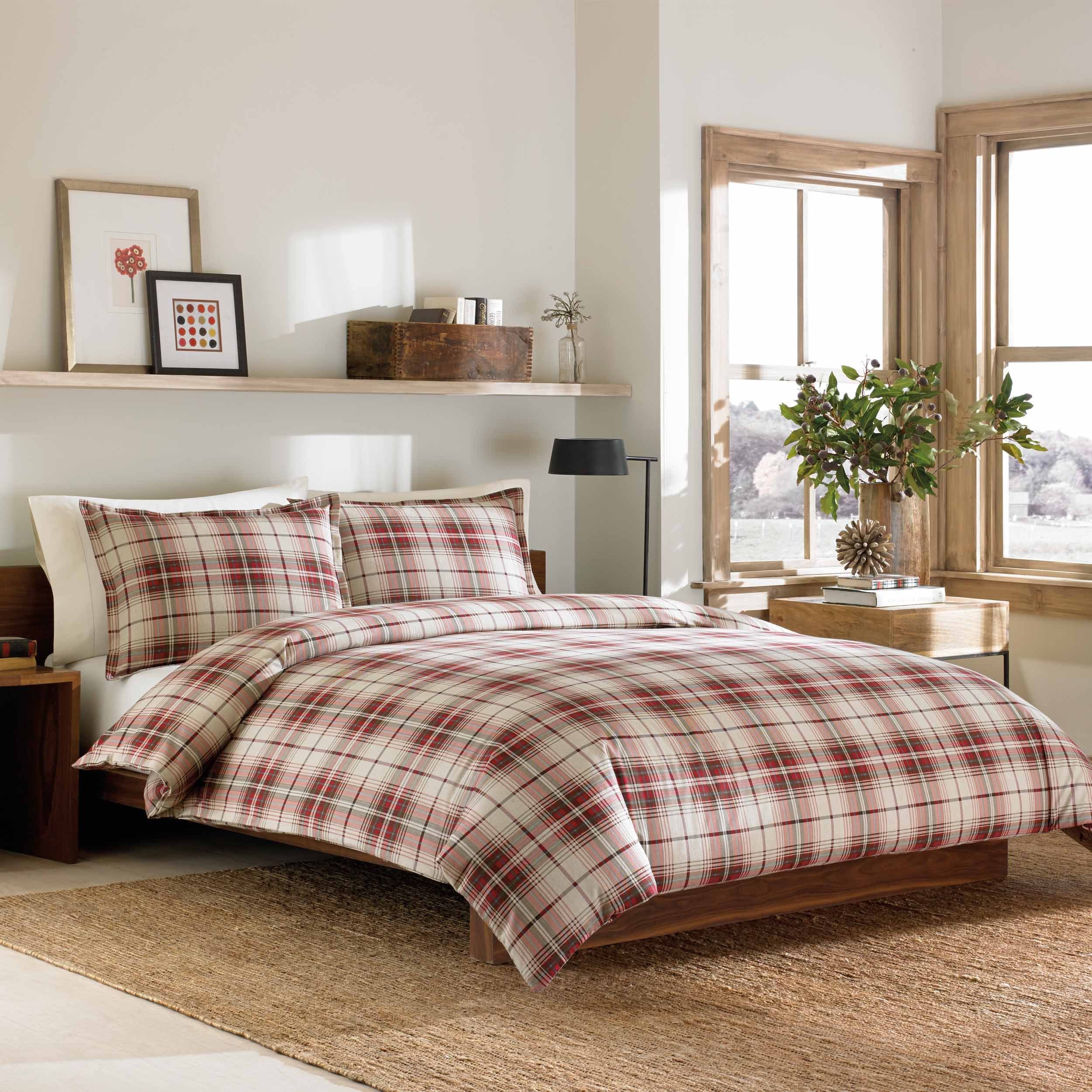 Ed Bauer Edgewood Red Plaid Cotton 3 Piece Duvet Cover Set Ed Bauer Montlake Plaid Red Flannel 3 Piece Duvet Cover Set