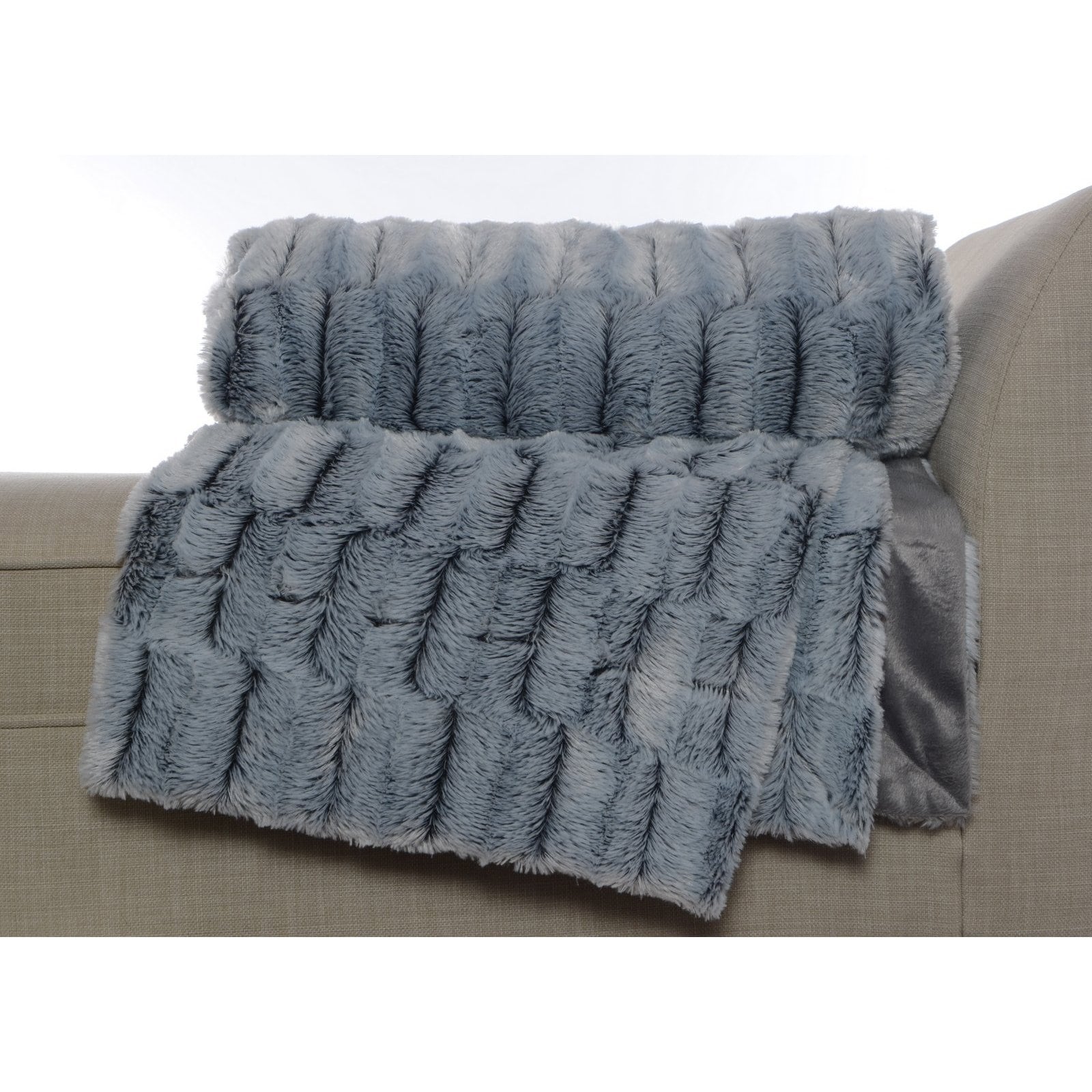 Shop Nicole Miller Ny Steel Blue Micro Plush Fur Throw Free