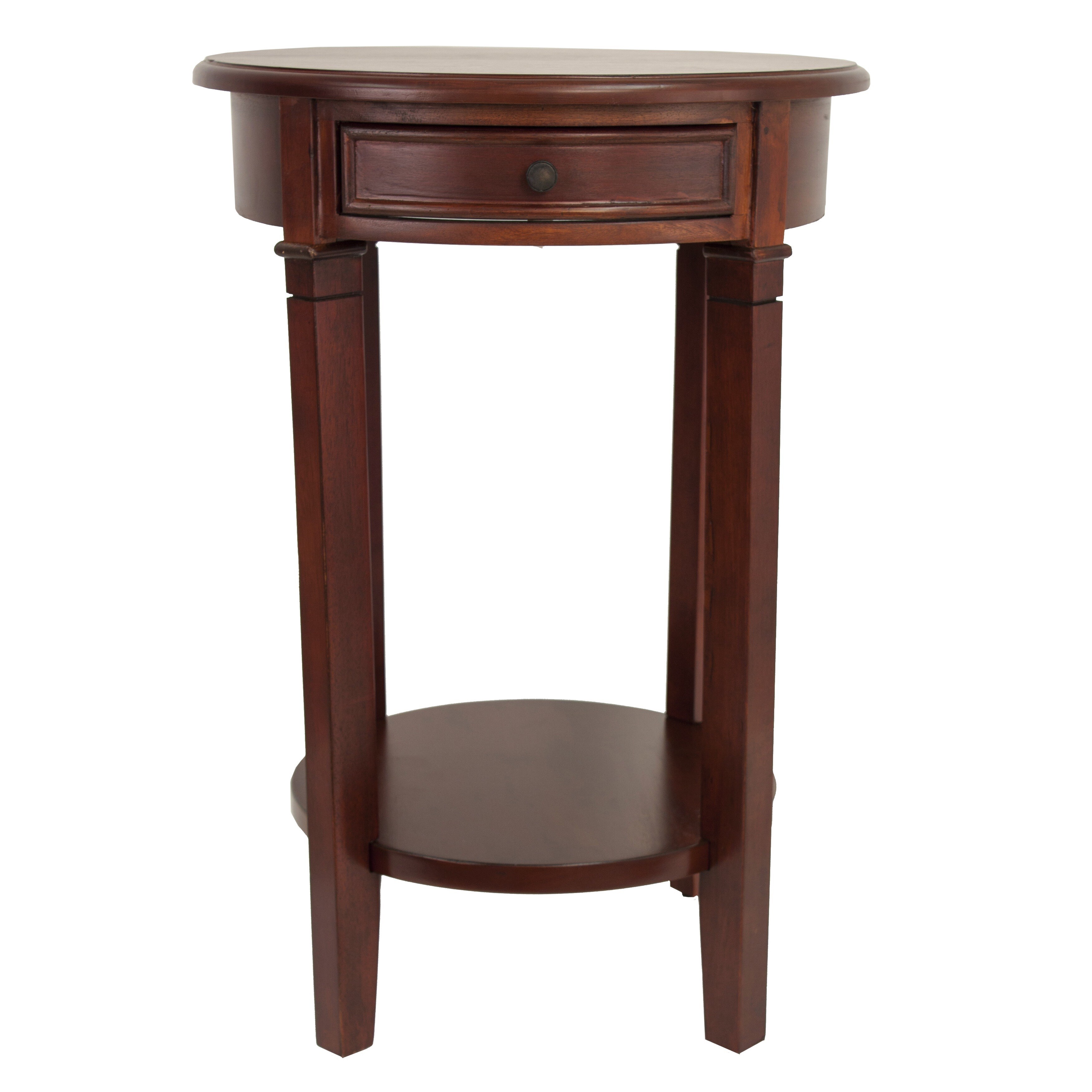 tobacco brown end table Warm Shaker - fitted with a smooth metal glide Baisden - Round Accent End