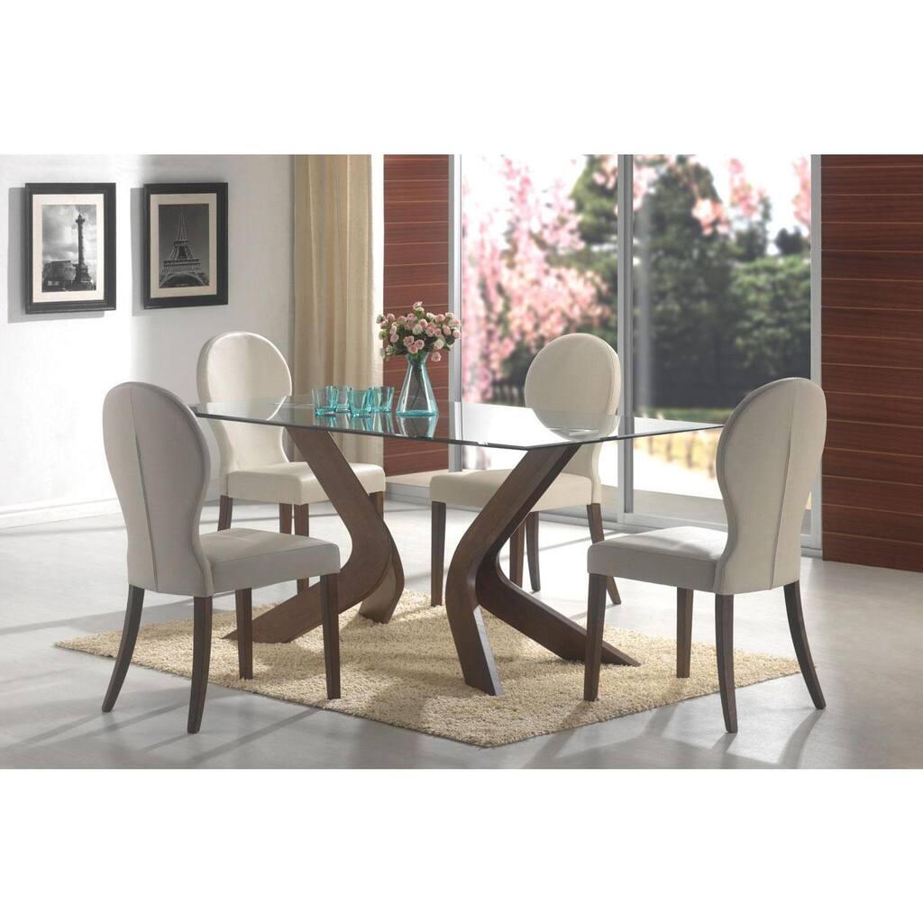 Ella Glass 5-piece Walnut Dining Set