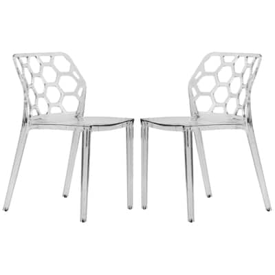 Dynamic Honeycomb Plastic Stackable Dining Side Chair Set of 2 by LeisureMod