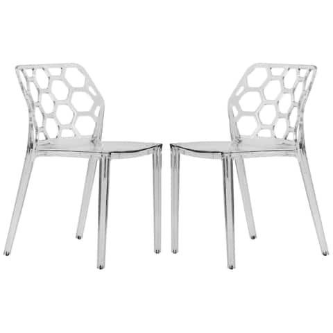 LeisureMod Dynamic Honeycomb Plastic Stackable Dining Chair Set of 2
