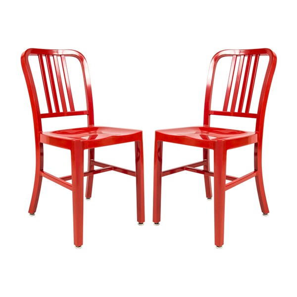 Shop LeisureMod Alton Red Modern Aluminum Dining Side Chair Set of 2