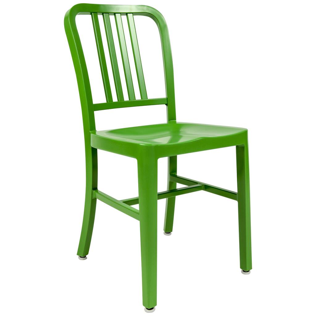 LeisureMod Alton Green Modern Aluminum Dining Side Chair
