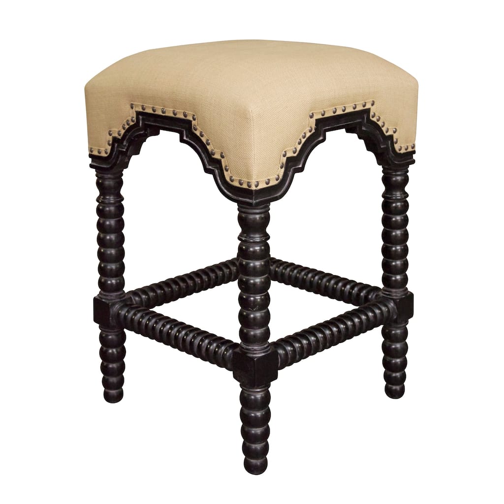 Ridged Leg Nailhead-trim Hand-rubbed Black Counter Stool