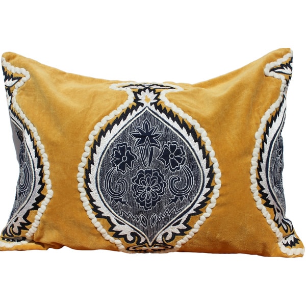 Auburn Textiles Velvet Embroidery Decorative Pillow Cover Overstock
