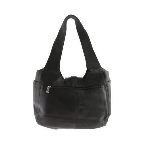 Women's Piel Leather Small Flap Hobo Bag 3061 Black Free Shipping