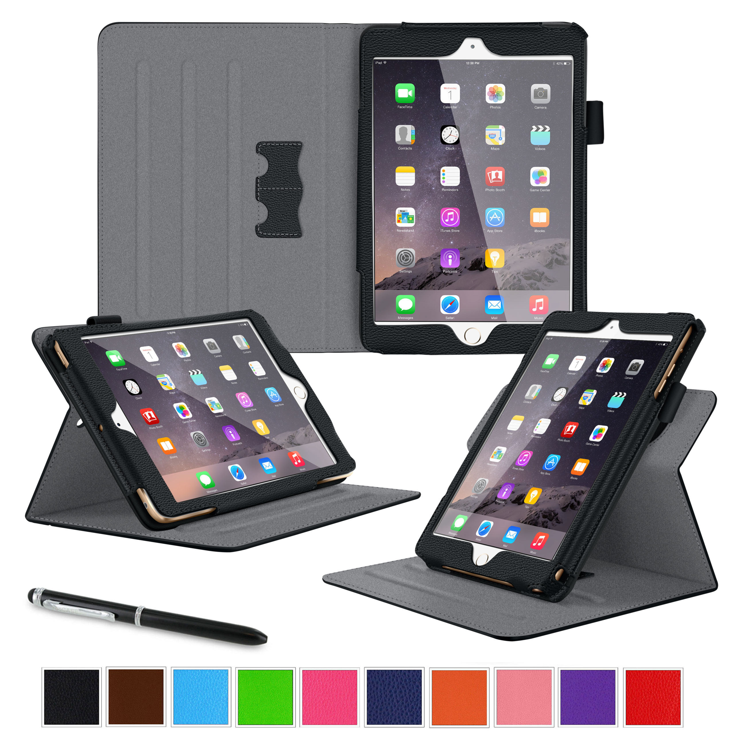 Insten Purple Leather Swivel Tablet Case Cover For Apple Ipad Mini 1 2 Retina Display 6176