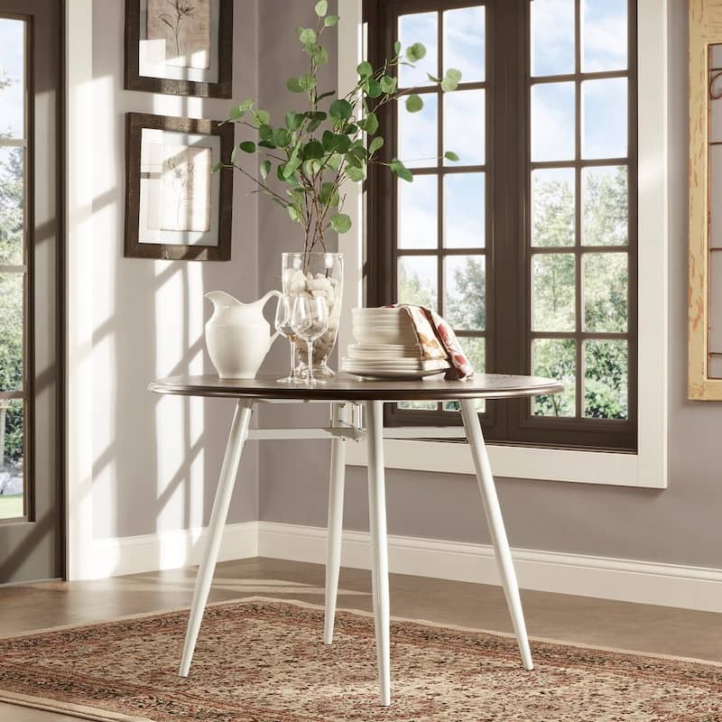 Belita Mid-century Two-tone Modern Wood Dining Table iNSPIRE Q Modern - White Legs
