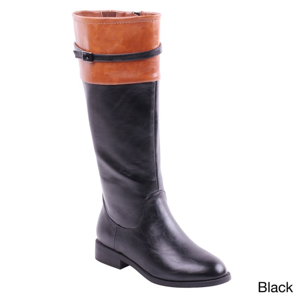 Shop Wanted Women's 'Slicker' Two-tone Knee-high Riding Boots - Free ...