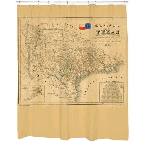 Texas 1849 Map Shower Curtain