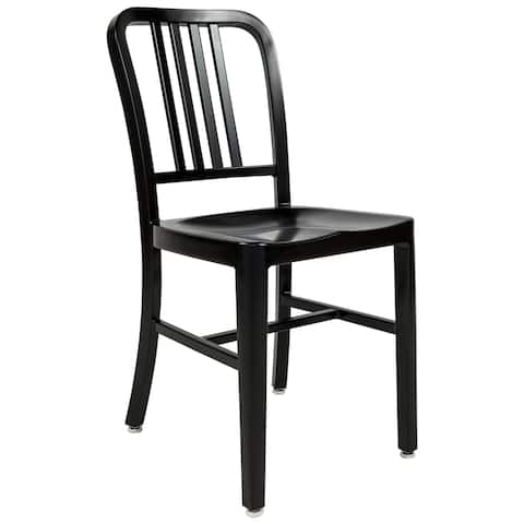 LeisureMod Alton Black Modern Aluminum Dining Side Chair
