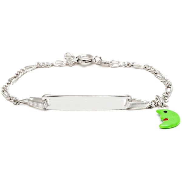 Pori Sterling Silver Children S Bright Green Enamel Half Moon Pori Sterling Silver Children X27 S Bright Green Enamel Half Moon Charm Id Bracelet