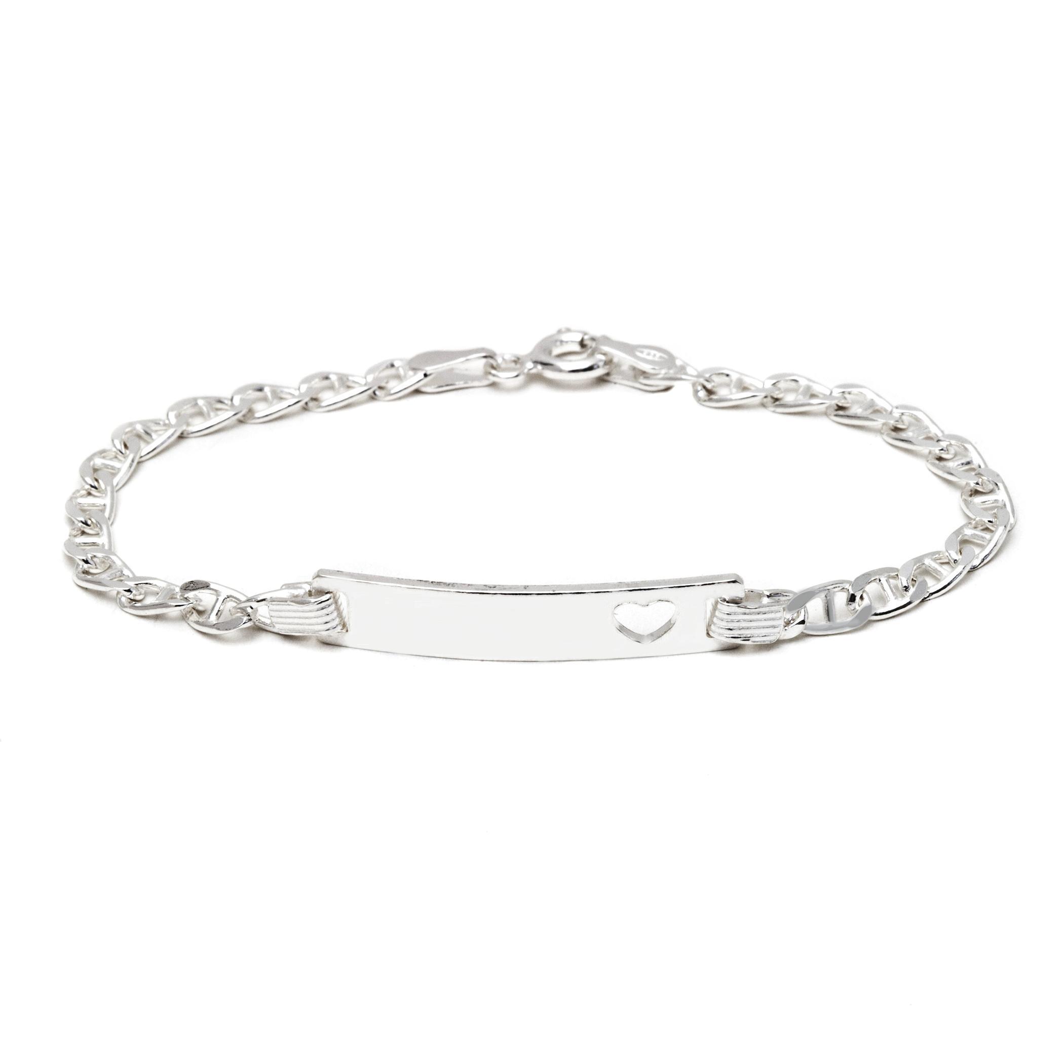 Sterling Silver Baby ID with Cut-out Heart Bracelet