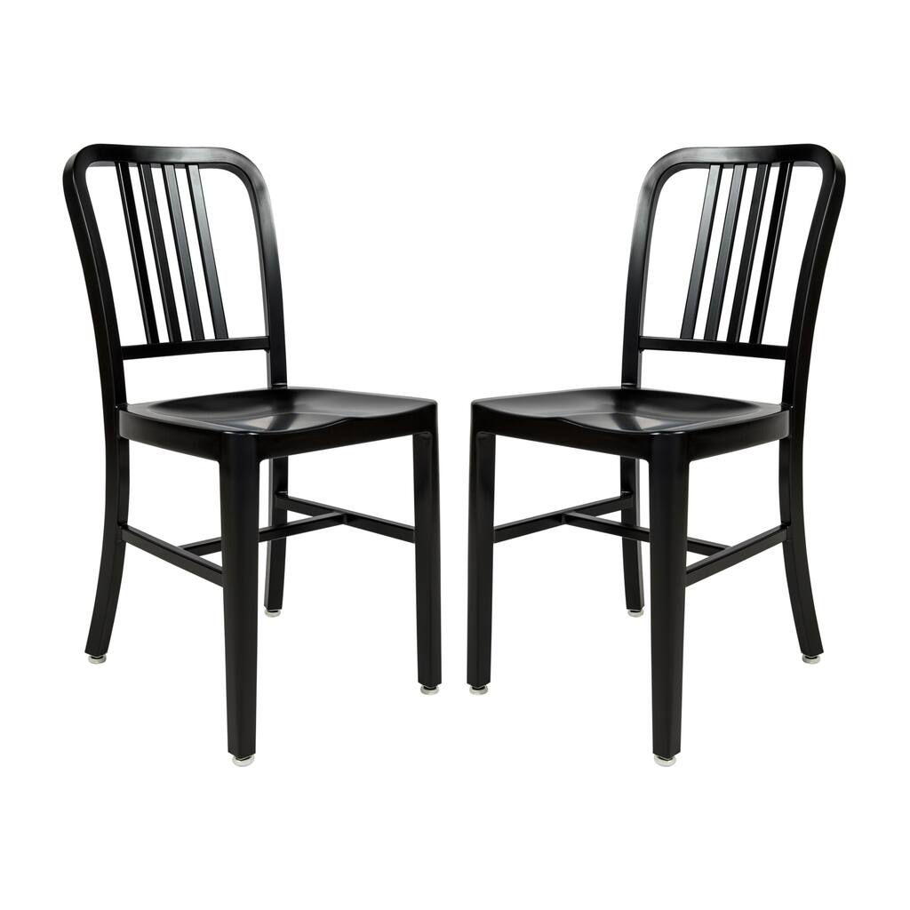 LeisureMod Alton Black Modern Aluminum Dining Side Chair Set of 2