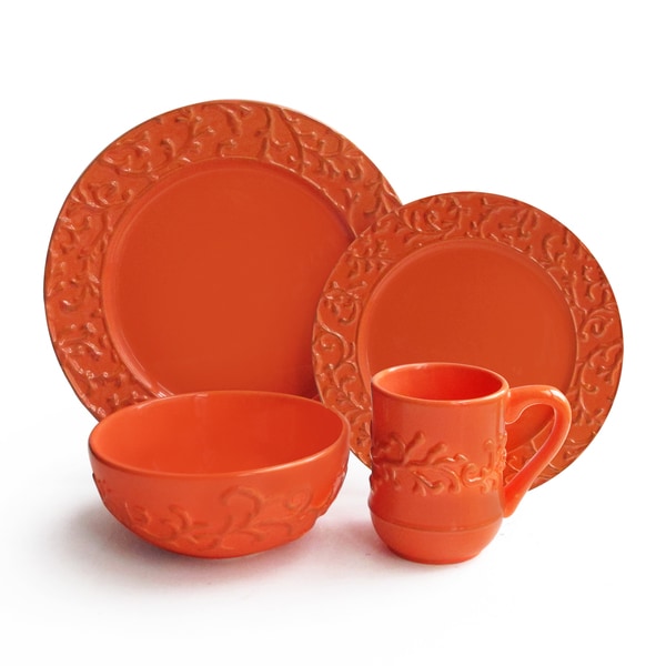 Waverly Savoy 16 piece Coral Dinnerware Set   16589142  