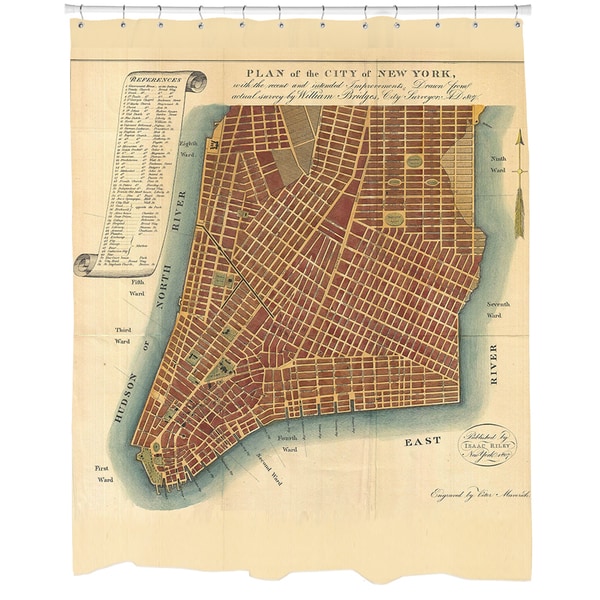 Shop New York Map Shower Curtain Free Shipping Today