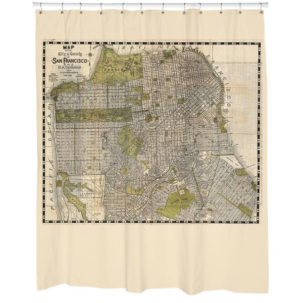 Shop 1932 San Francisco Map Shower Curtain Beige Free Shipping