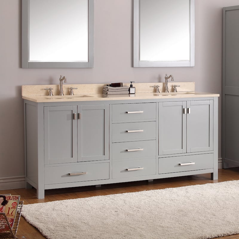 Avanity Modero 73-inch Double Vanity Combo in Chilled Grey with Top and Sink