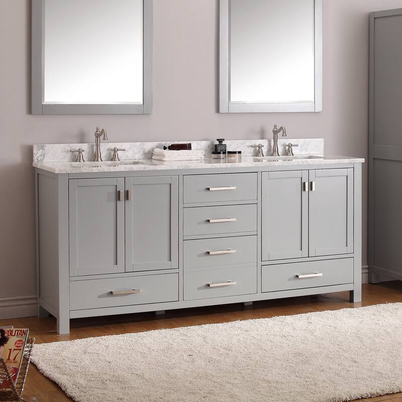Avanity Modero 73-inch Double Vanity Combo in Chilled Grey with Top and Sink