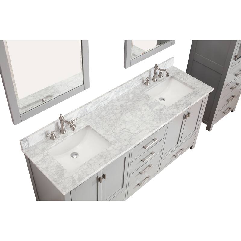 Avanity Modero 73-inch Double Vanity Combo in Chilled Grey with Top and Sink